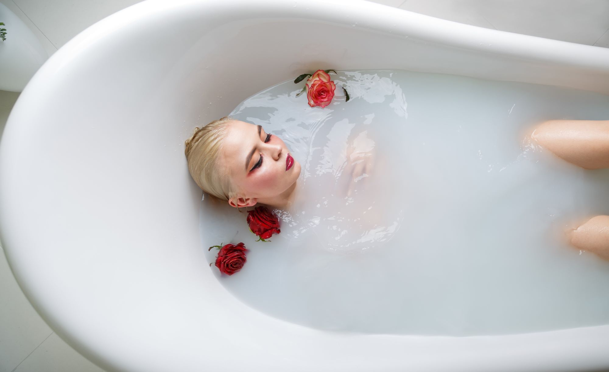young woman in a bath