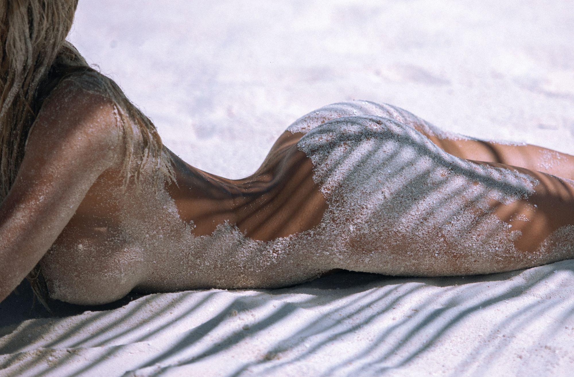 provoking lying on the beach